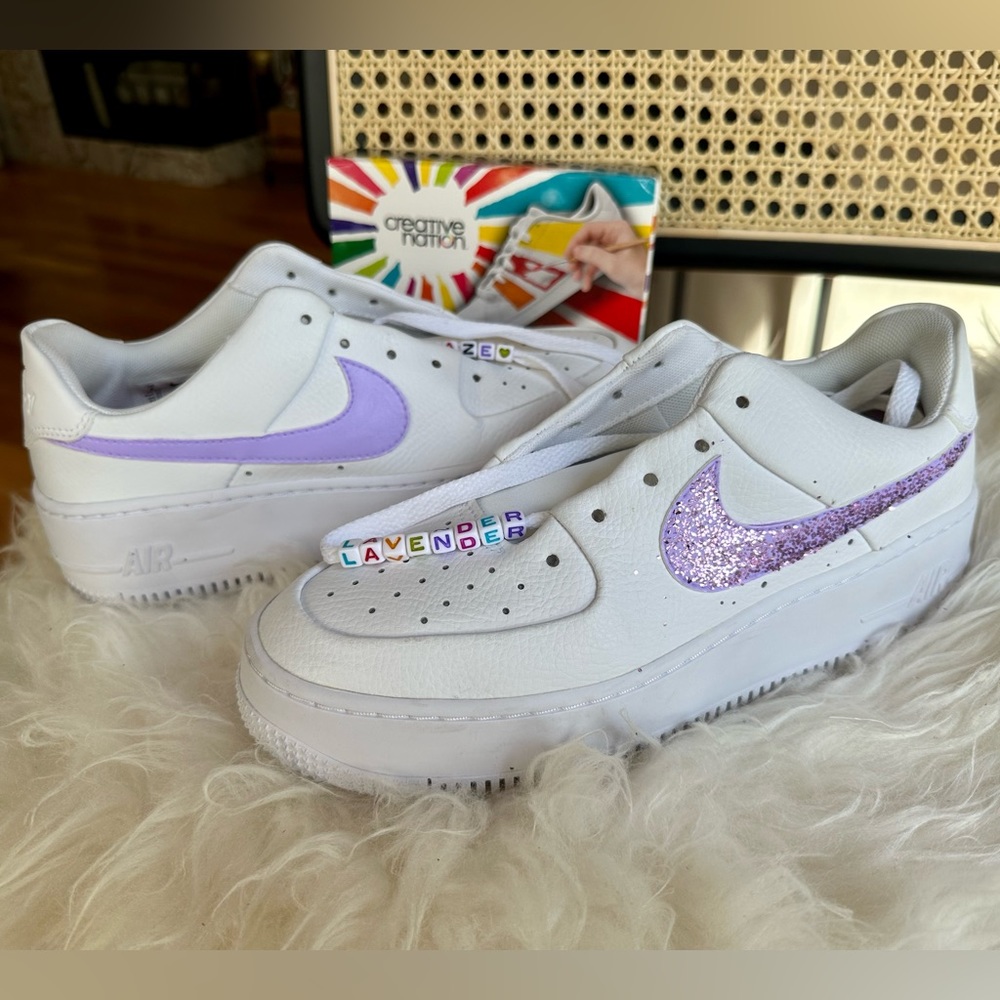 NIKE Air Force 1 Sage Low Women’s Size 8 Taylor Swift Lavender Haze Custom Pair